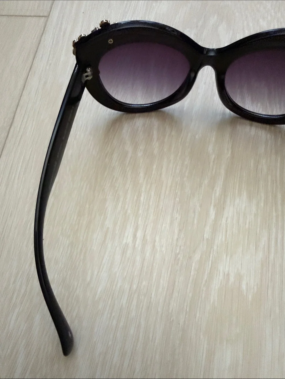Betsey Johnson Black Sunglasses with Gold & Multi-Color Floral Gems